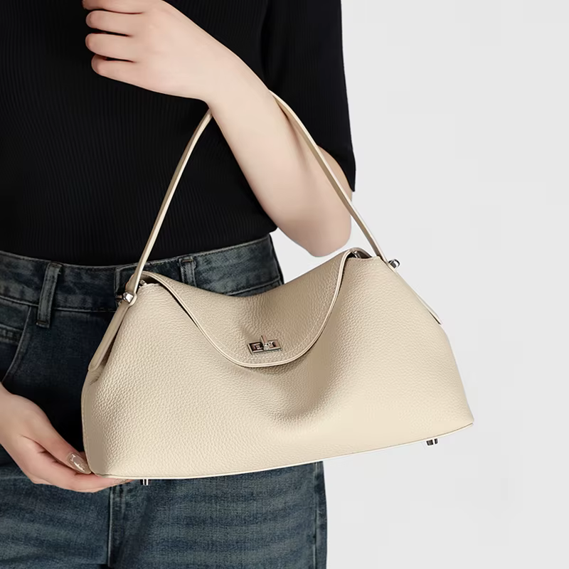 Sac de shopping décontracté de grande capacité en cuir de vache de haute qualité pour femmes, sac à
