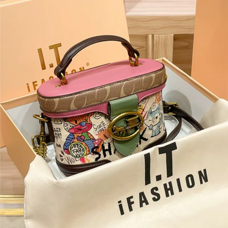 Sac à main pour femme, sac à chaîne haut de gamme, sac chariot rétro pour femme, sac cylindrique à b