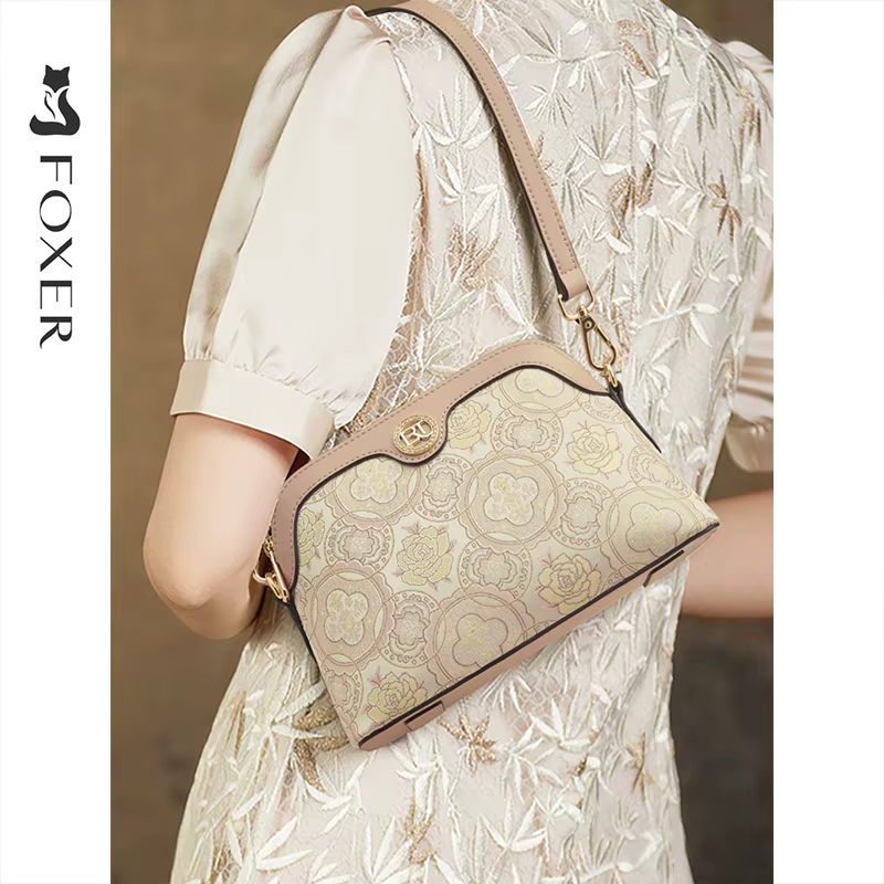 Sac à bandoulière brodé de style chinois FOXER pour femme, nouvelle collection 2026, grand sac à mai