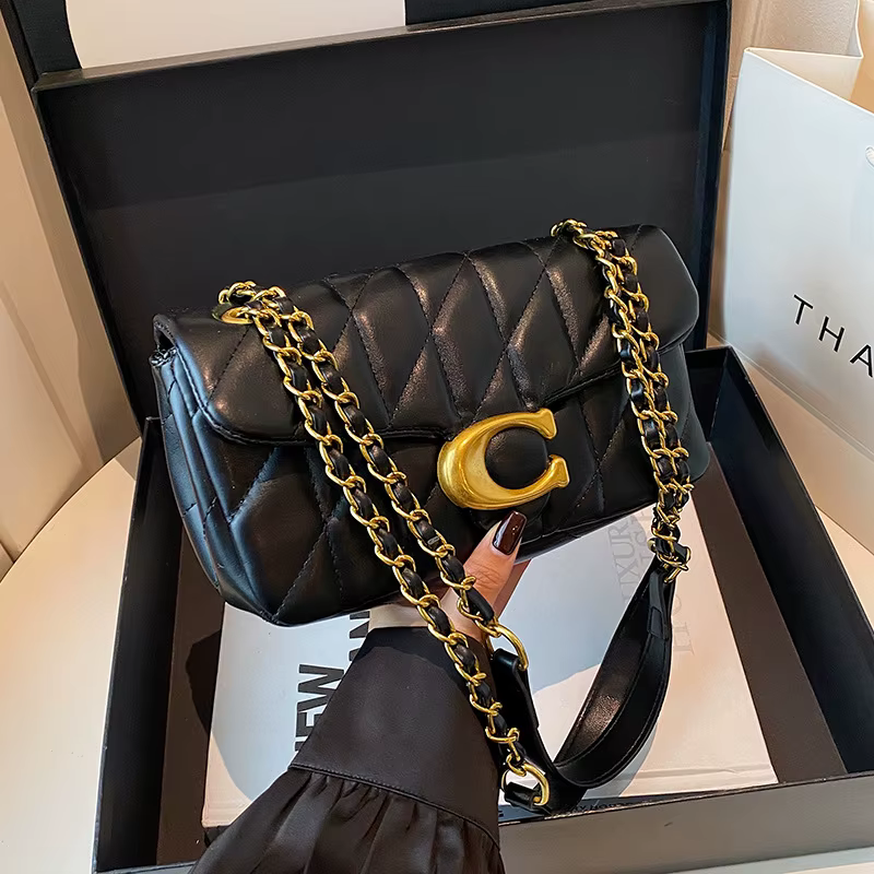 Sac à main de style féminin haut de gamme - Sac pour femme avec sangle en chaîne à motif de diamant,