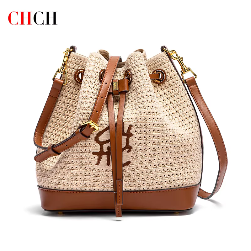 CHCH sac seau femme printemps nouveau tissu épissage conception sac à main Style vacances sac à band