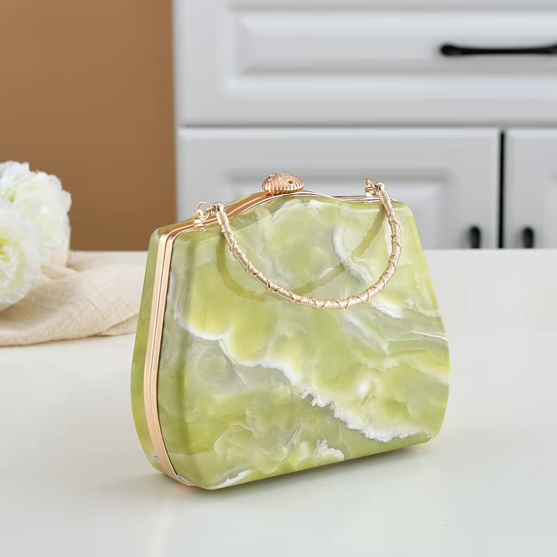 Pochette de soirée en Pu à motif de marbre d'inspiration de luxe, nouvelle pochette au Design créati