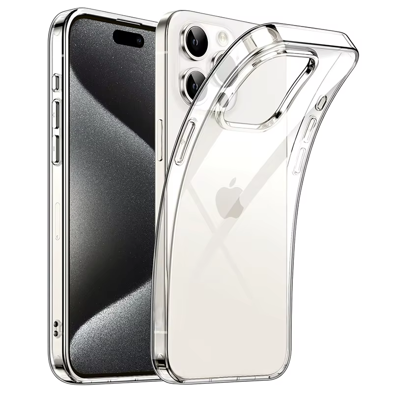 Étui souple Original en Silicone noir Transparent pour iPhone 15 Pro Max Carcasa Ultra mince étui po