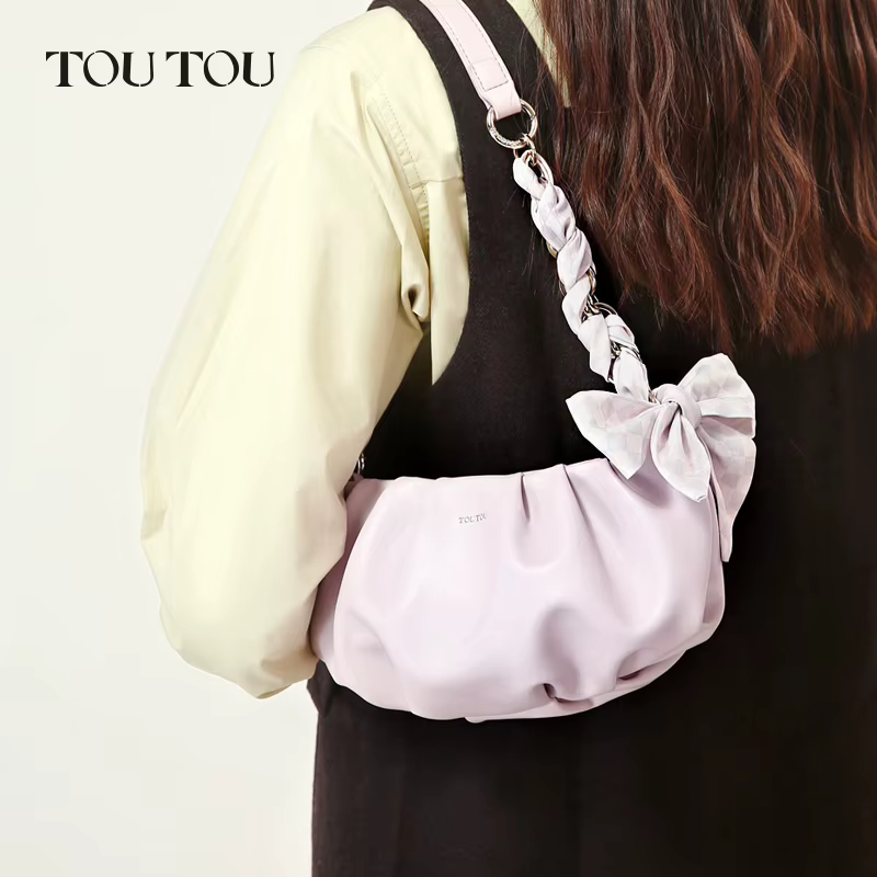 TOUTOU Cute Cloud Mini Hobo Bag pour femme, sac à bandoulière multi-usage en cuir PU souple, petit s