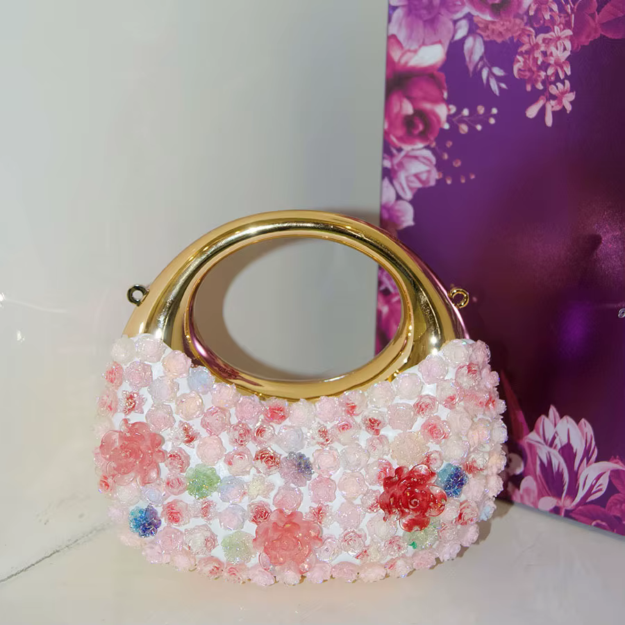 Mini sac en acrylique à fleurs brillantes, sacoche lunaire simple et polyvalente, niche portable