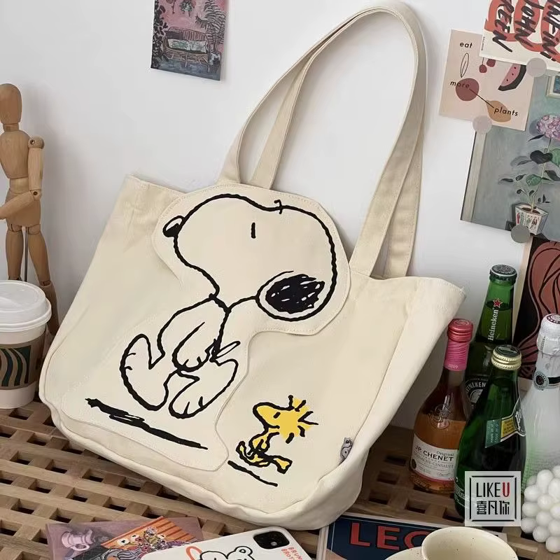 Sac en toile Snoopy - Nouveau dessin animé mignon à la mode créatif simple sac fourre-tout de grande