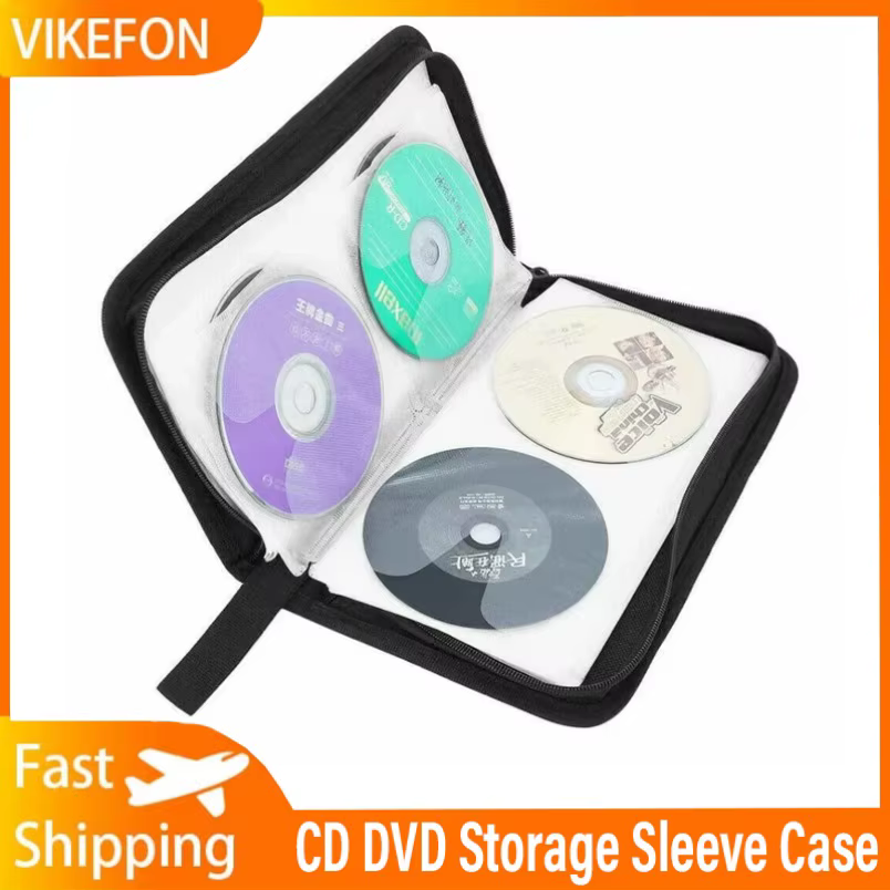 Support de CD DVD à fermeture éclair Portable, pochette de rangement de capacité de 80 pièces, poche