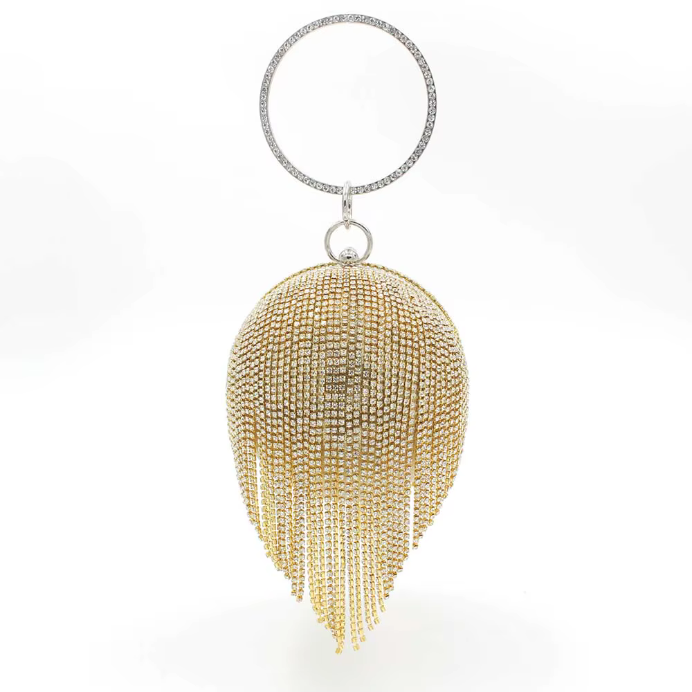 Sacs de soirée boule ronde biscuits diamants argentés pour femmes, mini pochette à glands, sac à mai