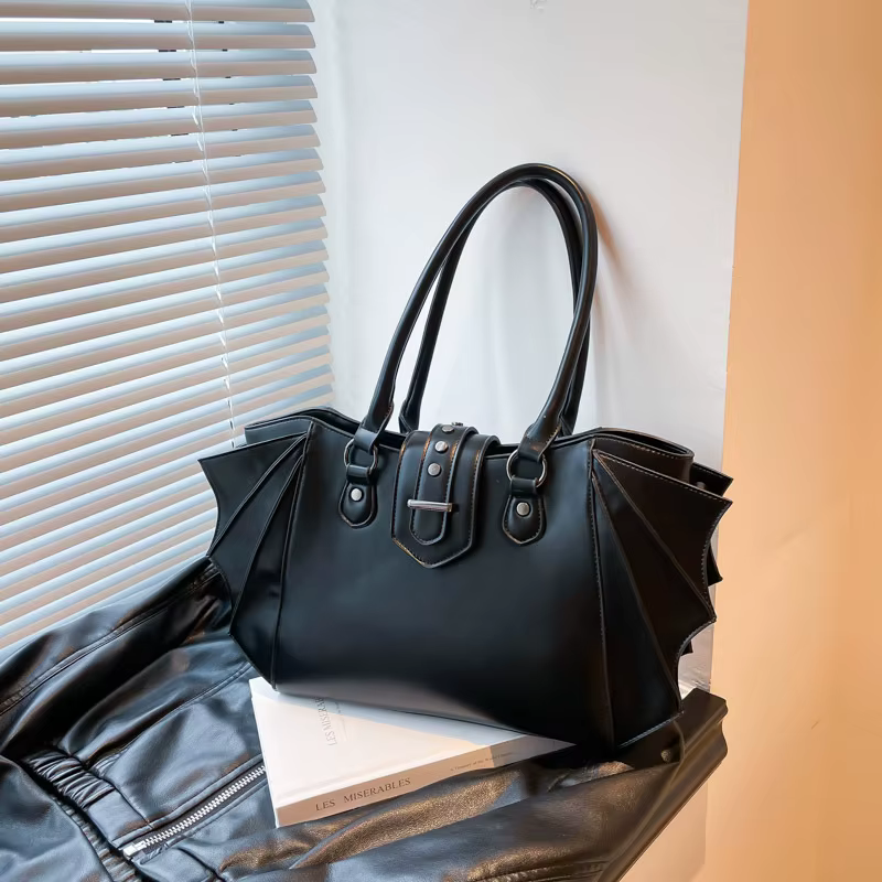  Sac à bandoulière design aile de chauve-souris, sac à main grande capacité pour femme, sac fourre-