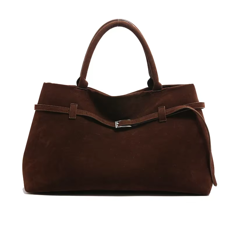 Sac fourre-tout vintage en cuir satiné – Style décontracté avec fermeture à boucle, grande capacité 