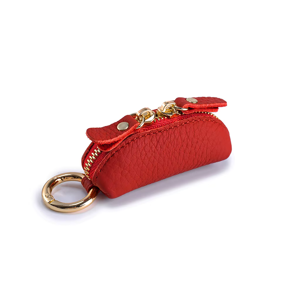 Mini porte-monnaie en cuir véritable avec fermeture éclair, boîte à accessoires délicate et exquise 