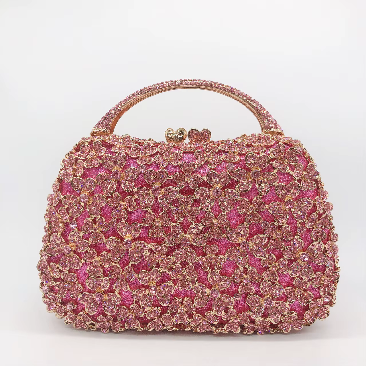 Petit sac ovale de couleur unie ouvert en or, sac tridimensionnel de luxe, sac à cosmétiques, sac de