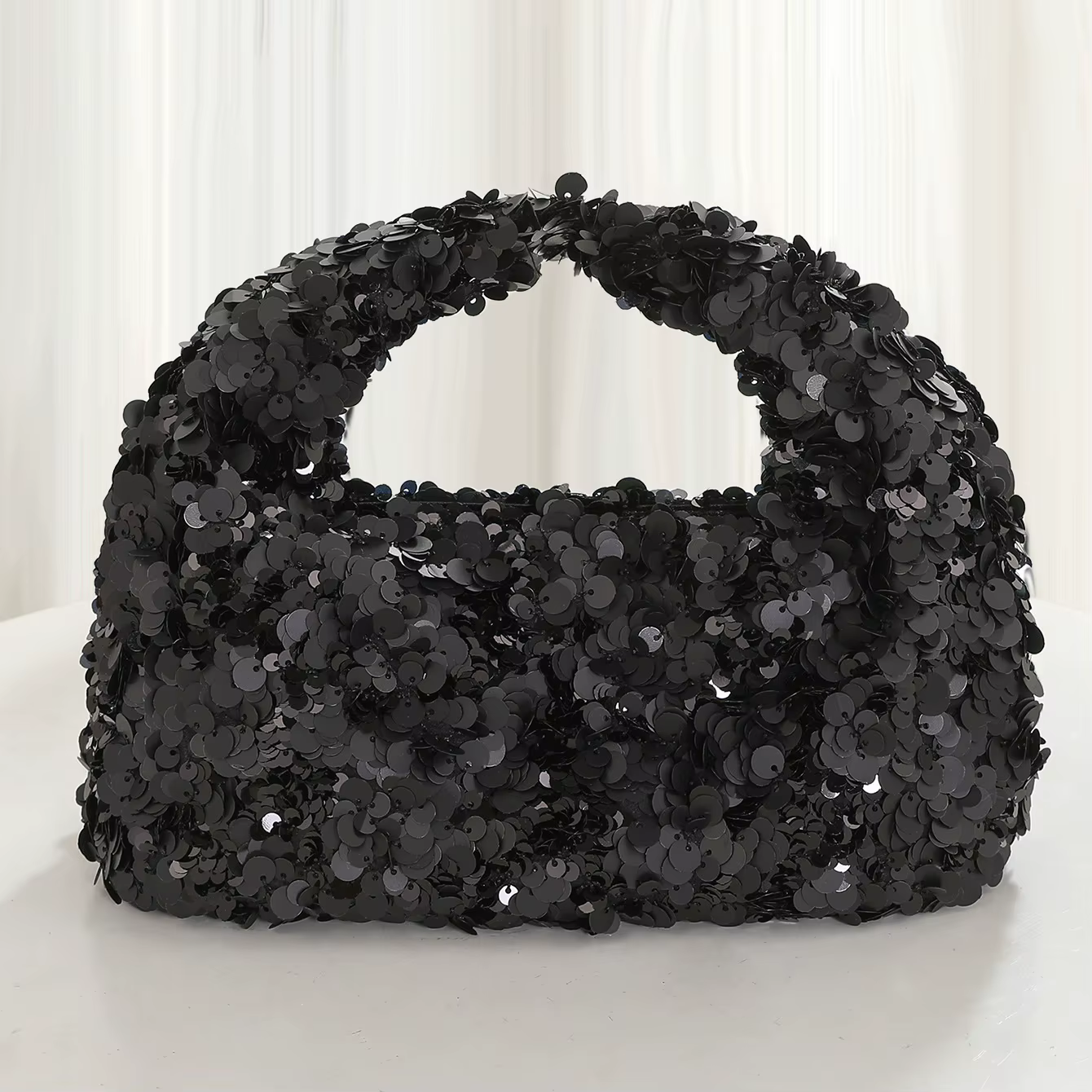 Pochette de soirée bleue à sequins, sac hobo noir exquis, sac seau à sequins brillants, petit sac fo