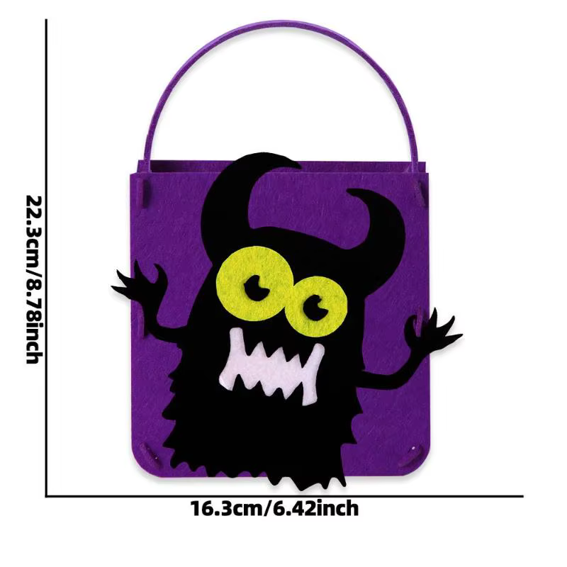 Sac fourre-tout en forme de hibou chauve-souris en feutre pour Halloween, petit sac de rangement de 