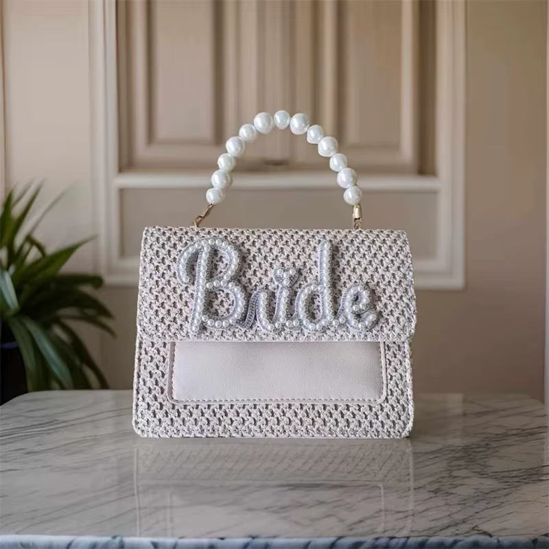 Sac de perles élégant pour la mariée, style bohème, destination plage, mariage, fiançailles, enterre