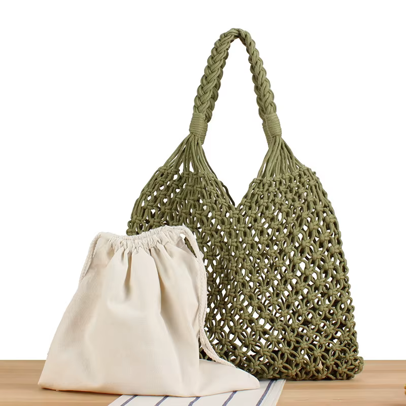Sac à main bandoulière bohème en crochet ajouré à une épaule avec poche intérieure, sac fourre-tout 