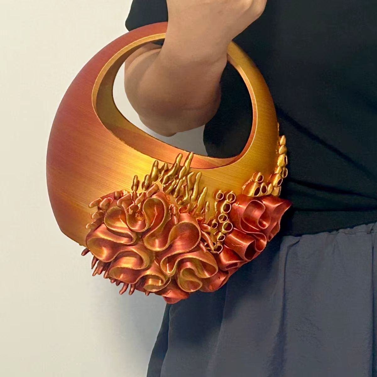 Sac à main imprimé en 3D pour femmes, sac de fête demi-lune créatif en haute mer, sac de Vase pour f