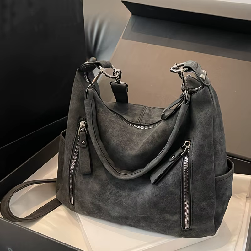 Sac à main Vintage en simili cuir synthétique avec plusieurs poches, grande capacité, fermeture à gl