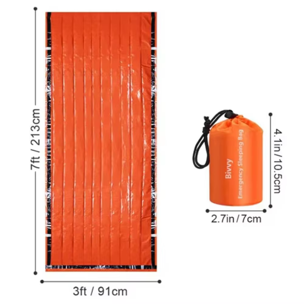 Sac de couchage d'urgence étanche 120x200cm/91x213cm PE Portable survie léger pour Camping en plein 