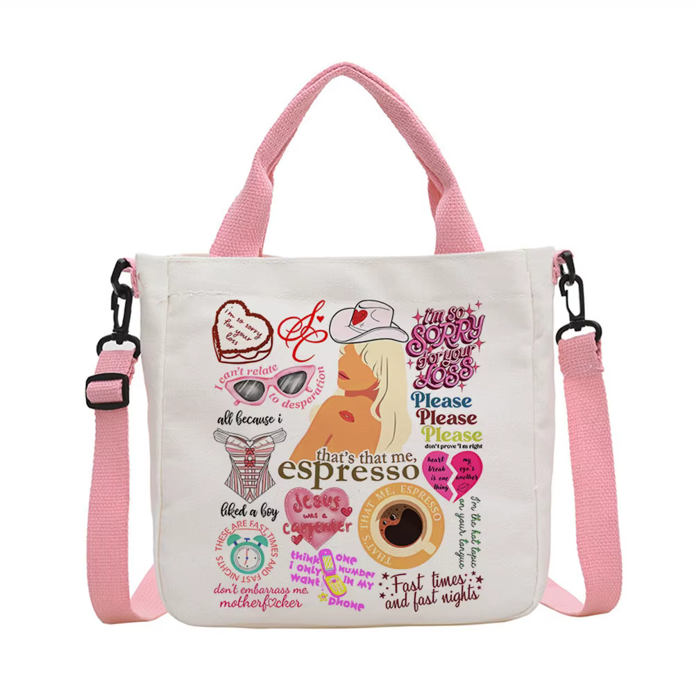 Sac fourre-tout personnalisable Sabrina Carpenter, sacs en tissu pliables, sac de courses, sac à ban
