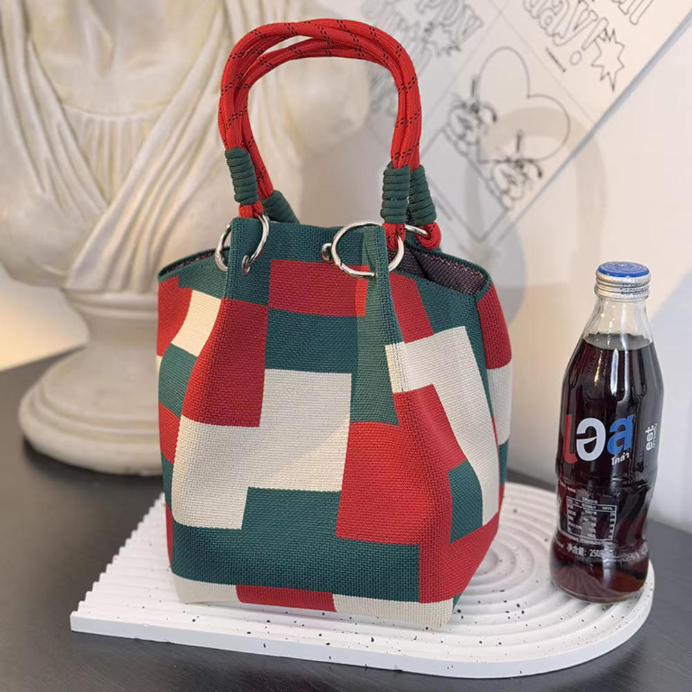 Sac tricoté pour femmes, sac à main léger et Portable, sac à main de grande capacité, fourre-tout tr