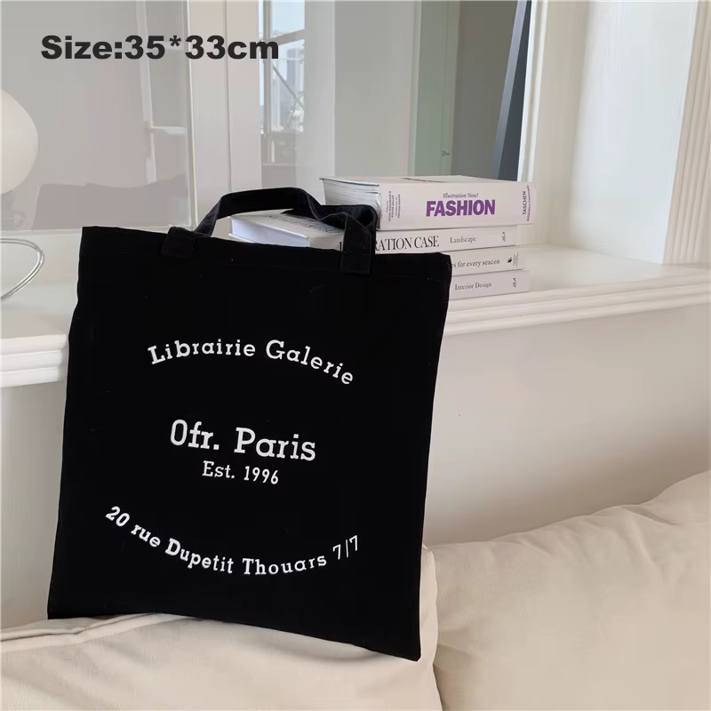 Sac de Shopping en toile pour femmes, sac à bandoulière imprimé lettres de Paris, sacs de shopping e