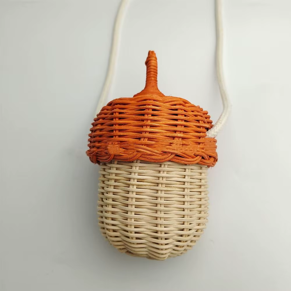 Sac à main à bandoulière en forme de pomme de pin tissé à la main, Mini sac Vintage en rotin, sac à 