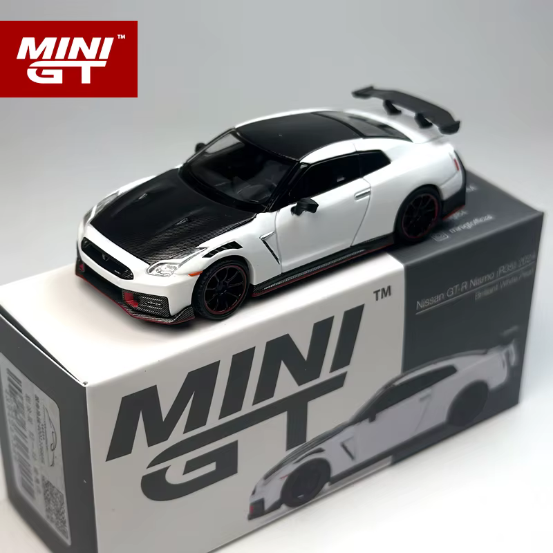 MINI GT 1:64 Nissan GTR 2024, modèle de voiture en alliage de perles blanches brillantes 1045