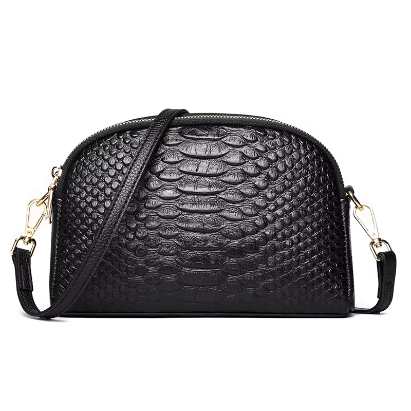 Sac à bandoulière en cuir véritable motif Crocodile pour femmes, Sac à main de luxe en cuir de vache