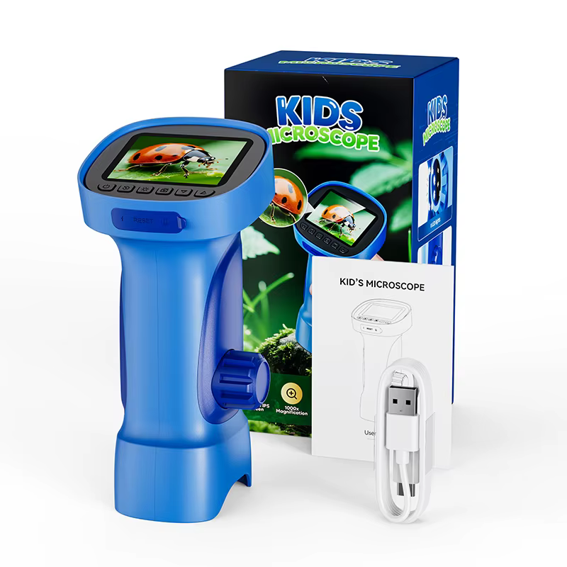 Microscope numérique pour enfants, Mini caméra avec écran IPS 2.4 pouces, Zoom 1000x, Microscope Por