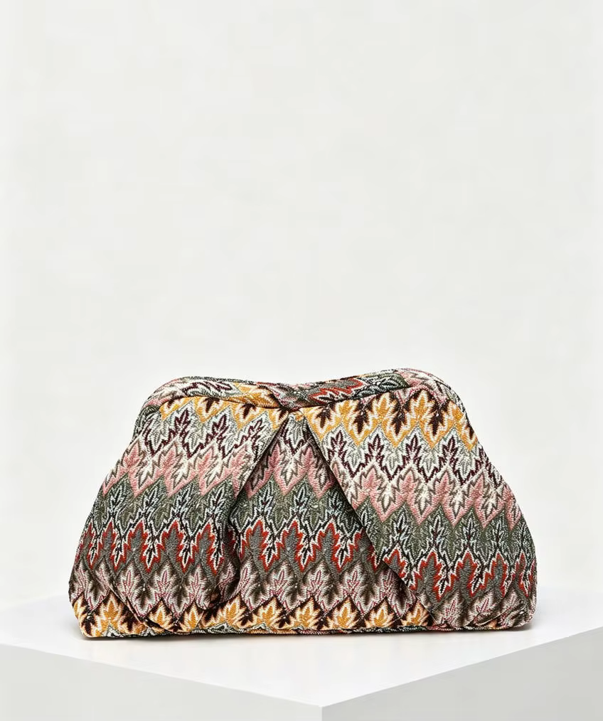 Pochette à fermoir colorblock style marocain, sac de soirée bohème en tricot tressé, sac à main vint