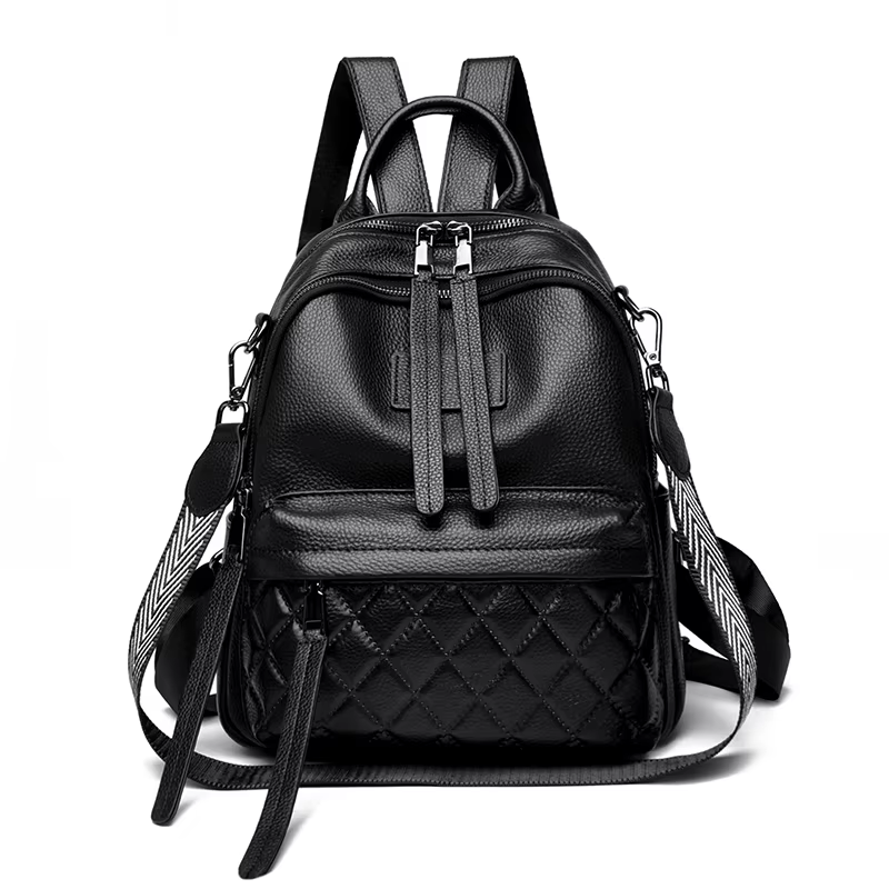 Sac à dos en cuir de vachette tendance, style multi-porté, grande capacité, sac pour femme en cuir v