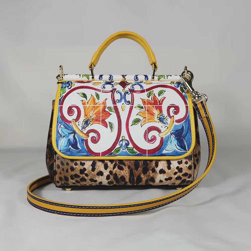 Sac à main pour femme en cuir jaune, sac à bandoulière et sac fourre-tout, modèle Rose Lady, de marq