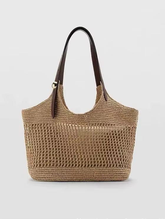 Sac à main décontracté pour femme, nouveau modèle, tissé à la main, grande capacité, en paille ajour
