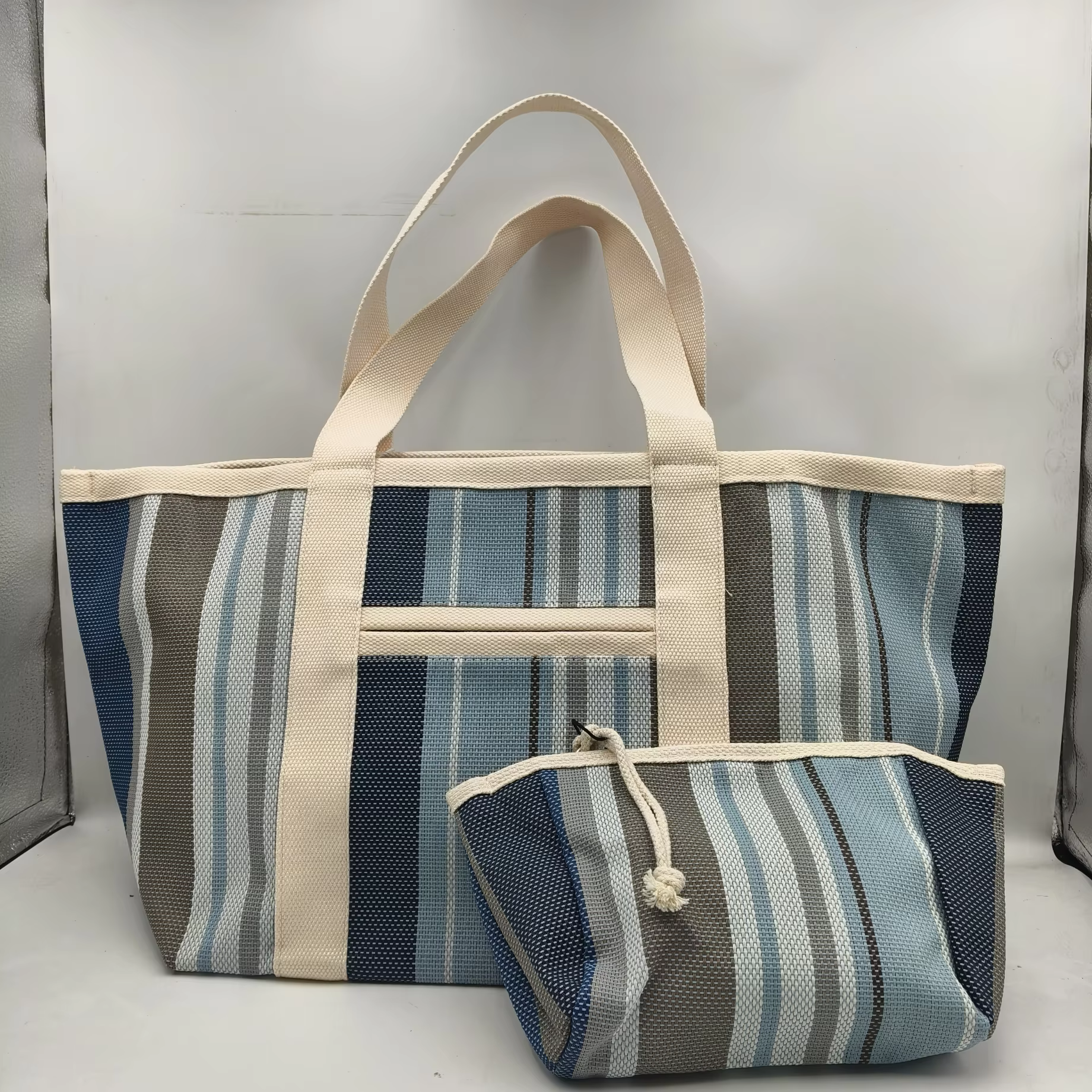 Sac à bandoulière rayé de couleur de haute qualité, grande capacité, sac de rangement, sac de shoppi