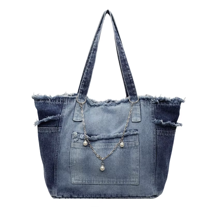 Denim grande capacité sacs à bandoulière Patchwork fermeture éclair femmes sacs 2025 offre spéciale 