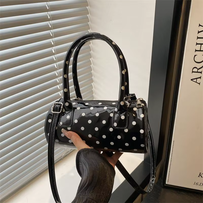 Sac bandoulière coréen à pois, forme baril, mini sac à main avec poignée, sac à bandoulière décontra