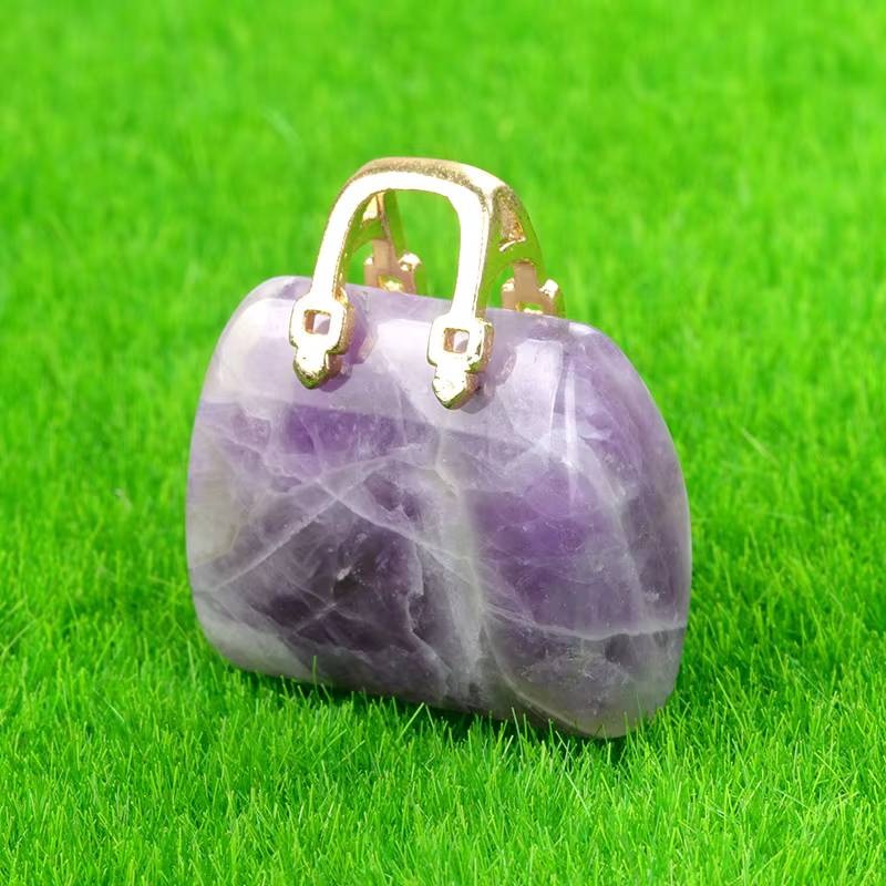 Mini sac en pierre naturelle sculptée, sac à main en cristal de guérison Reiki, forme de l'hypothèse