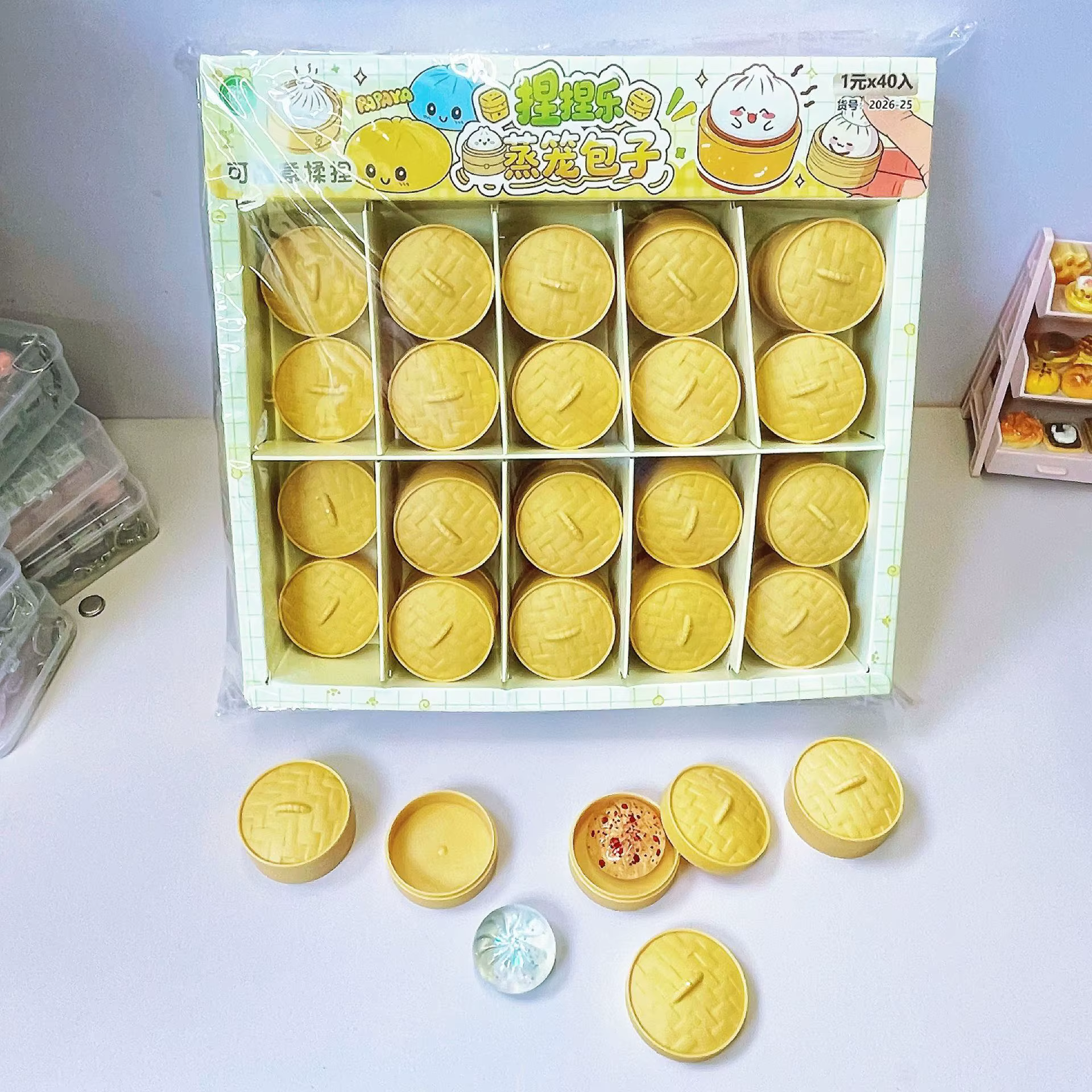 Mini Jouets Squishy en Forme de Boulettes de Raviolis et de Pains Vapeur, Ensemble de Jouets Sensori