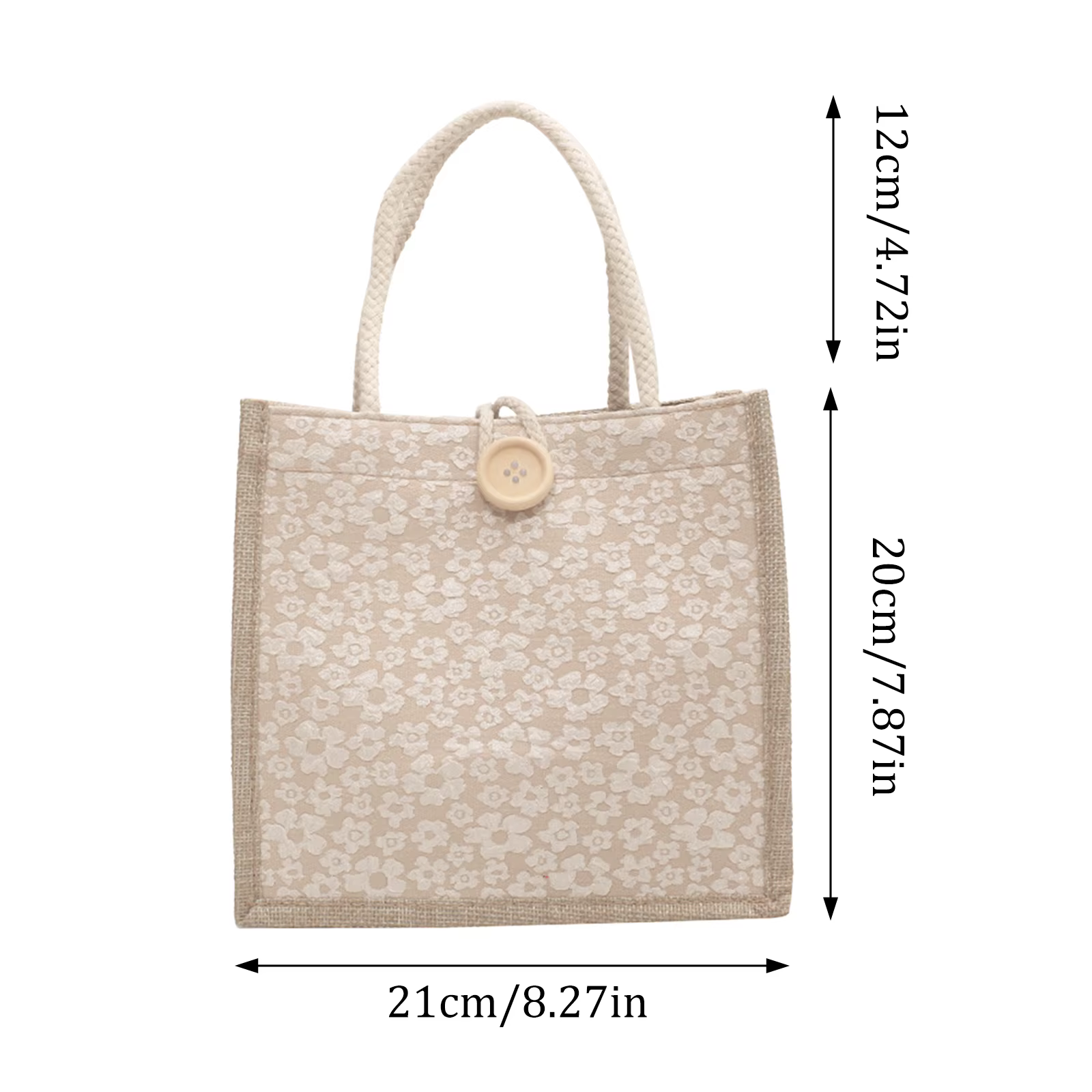 Sac fourre-tout en lin de style japonais pour femmes, sac à lunch minimaliste, sac de transport pour