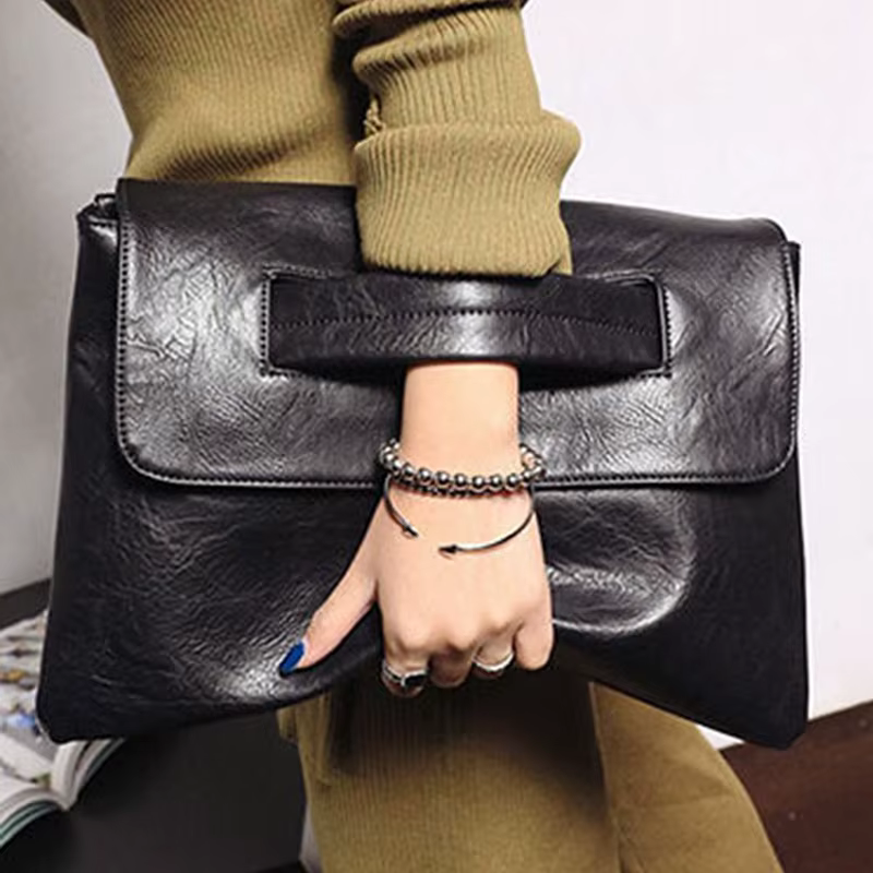 Sac de soirée élégant et raffiné en cuir PU vintage, pochette grande capacité, sac à main avec drago