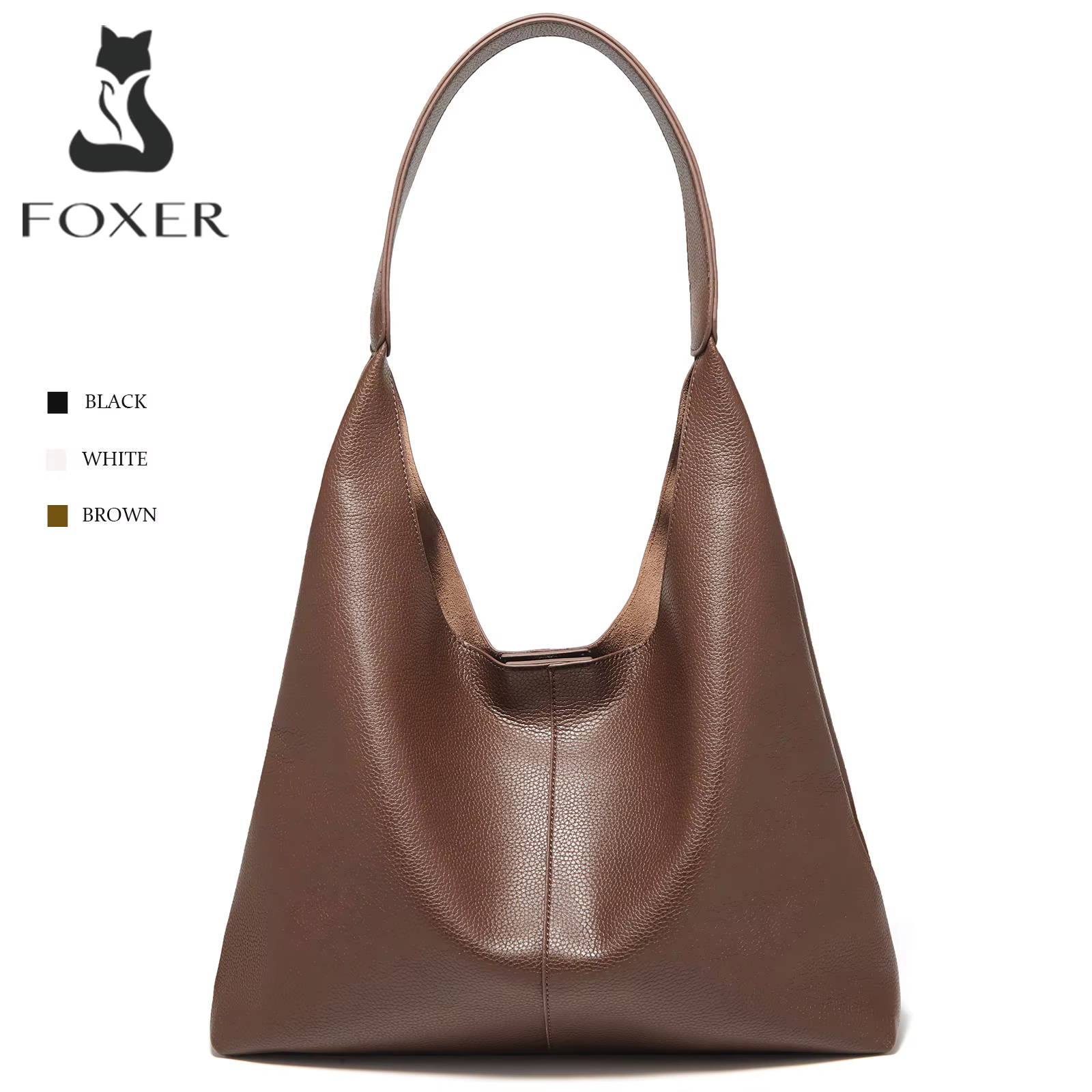 Sac fourre-tout d'épaule en cuir fendu pour femme FOXER, nouvelle collection 2026, sac à main décont
