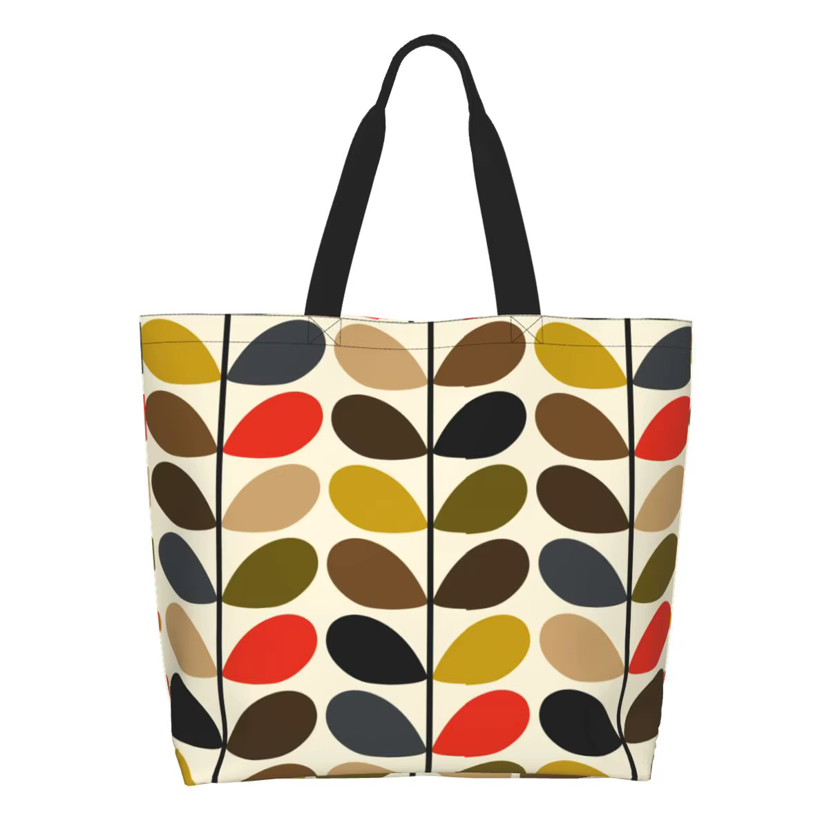 Orla Kiely Sac de courses en toile à tiges multiples abstraites, grande capacité, épicerie du milieu