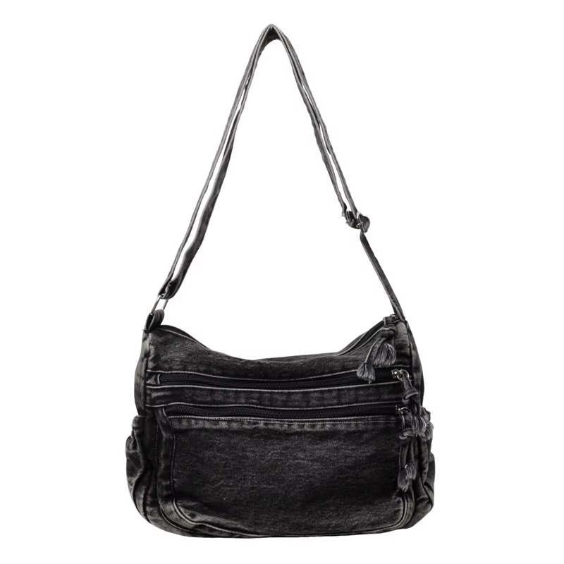 Sac à bandoulière Vintage en Denim pour femmes, sacoche de grande capacité, sacoche multi-poches, sa