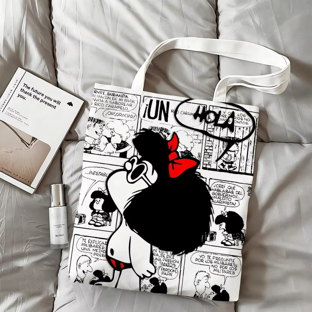 Sacs de rangement en toile M-Mafalda, sac fourre-tout imprimé double face, sac à main de plage durab