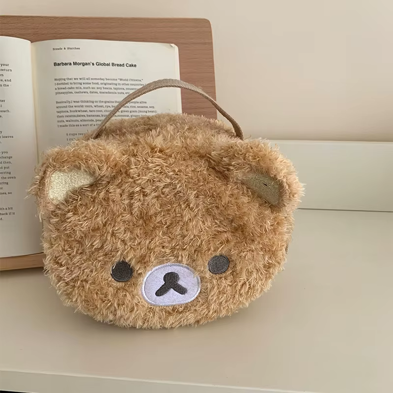 Étui de maquillage en peluche, sac à cosmétiques ours décontracté, pochette de rangement de bijoux p