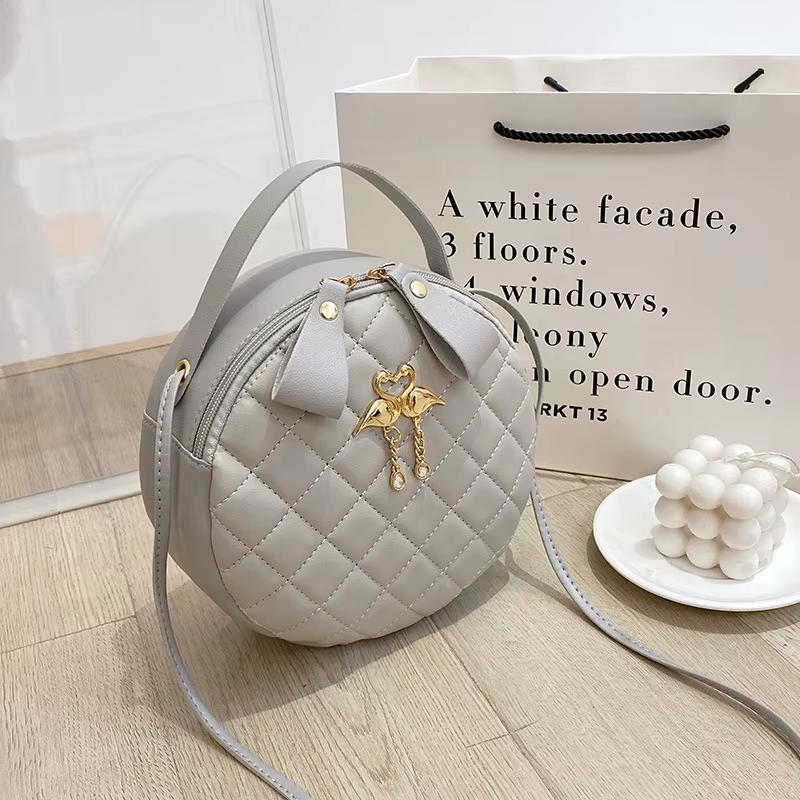 Sac à main décontracté brodé à grille de diamant, petit sac à bandoulière rond, offre spéciale de la