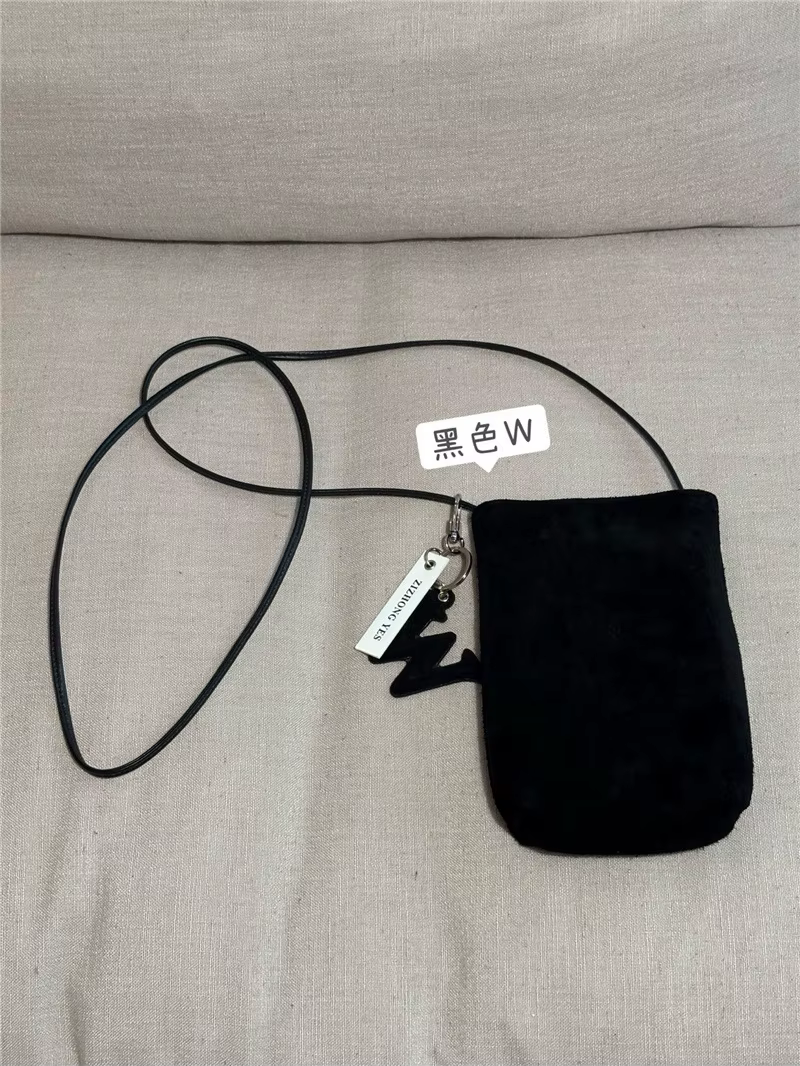 Mini sac portable en daim pour téléphone portable, automne hiver, nouvelle lettre pendentif, mignon 