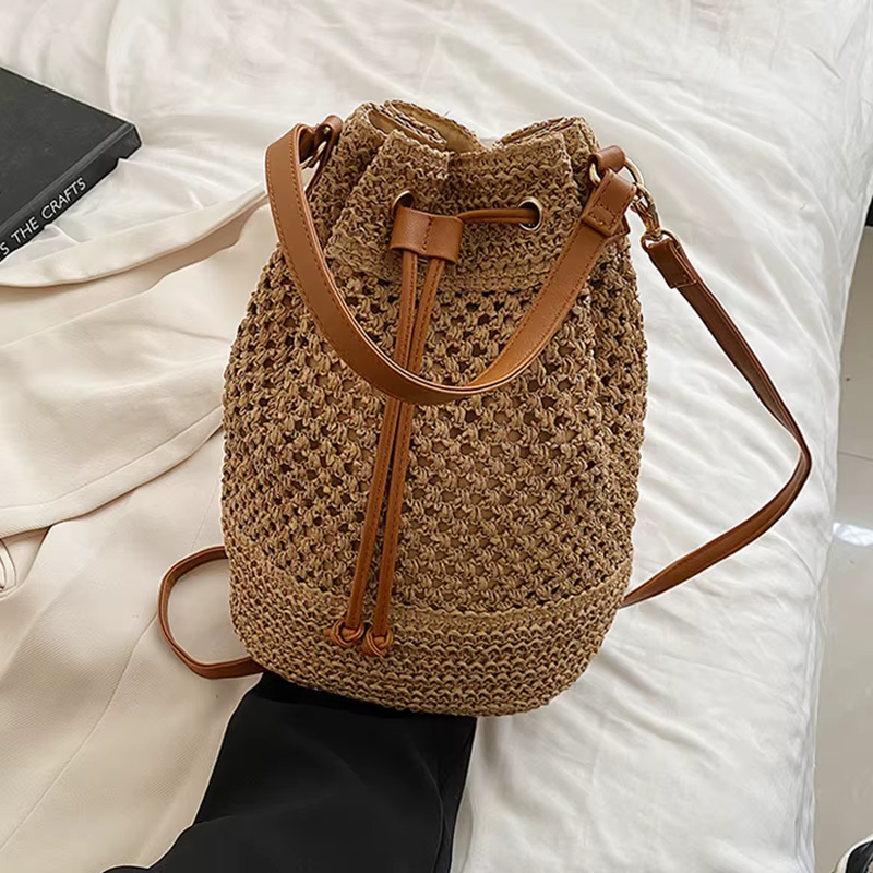Sac d'été en paille tressée pour femmes, sac à main tissé décontracté, simple proximité, Wstring ini
