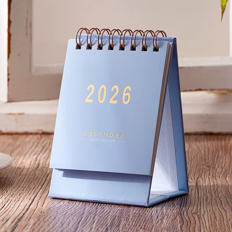 Mini calendrier de bureau 2026, couleur unie Morandi, version anglaise, planificateur de notes de bu